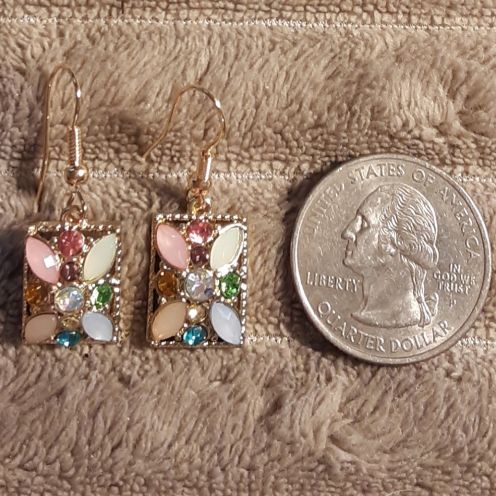 Handmade Colorful Gemstone Earrings Pink Blue - Picture 6 of 8